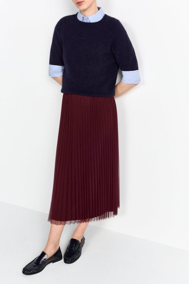 Plissierter Midirock in Bordeaux-Rich & Royal