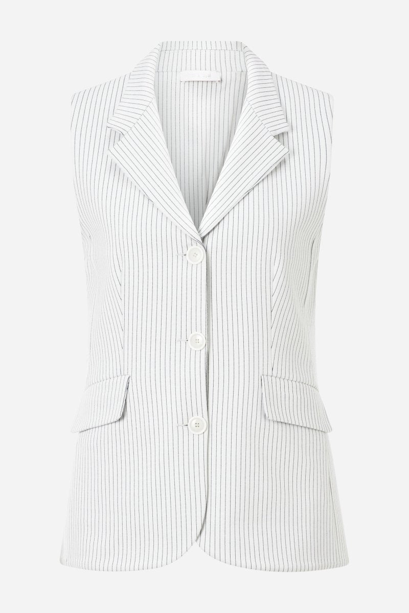 Weiße Weste mit Nadelstreifen-Rich & Royal