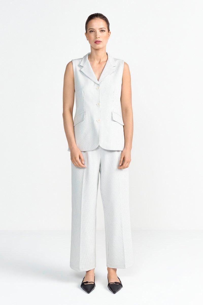 Weiße Anzughose mit Nadelstreifen-Rich & Royal