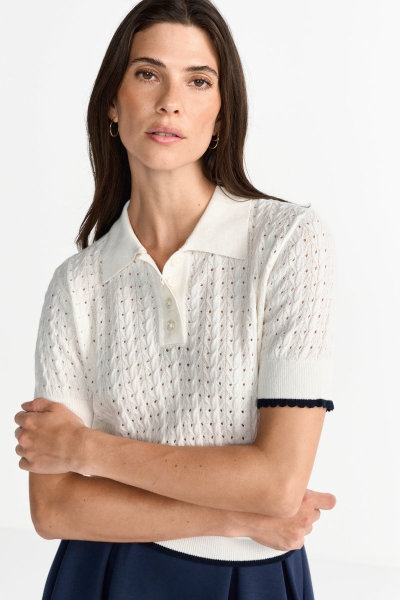 Poloshirt mit Zopfmuster-Rich & Royal