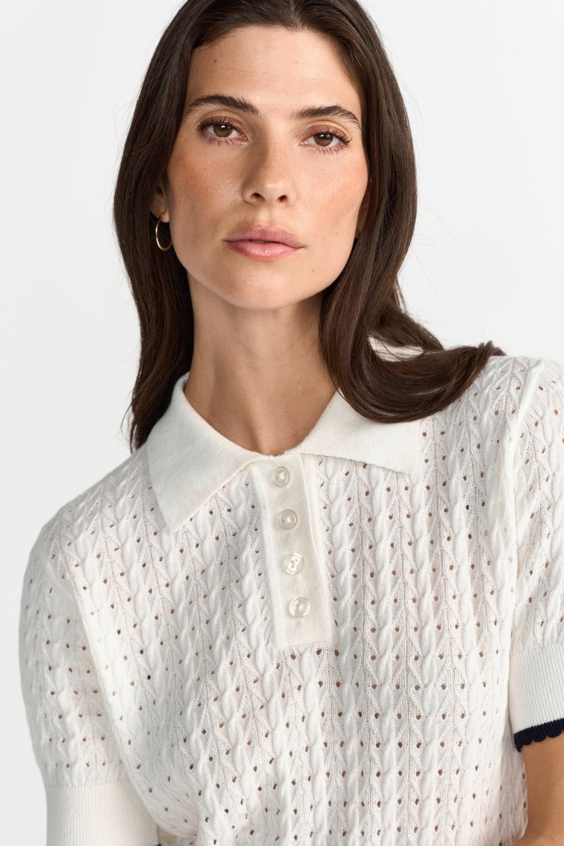 Poloshirt mit Zopfmuster-Rich & Royal