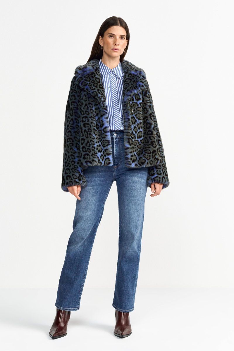 Kurzmantel mit Leopardenmuster-Rich & Royal