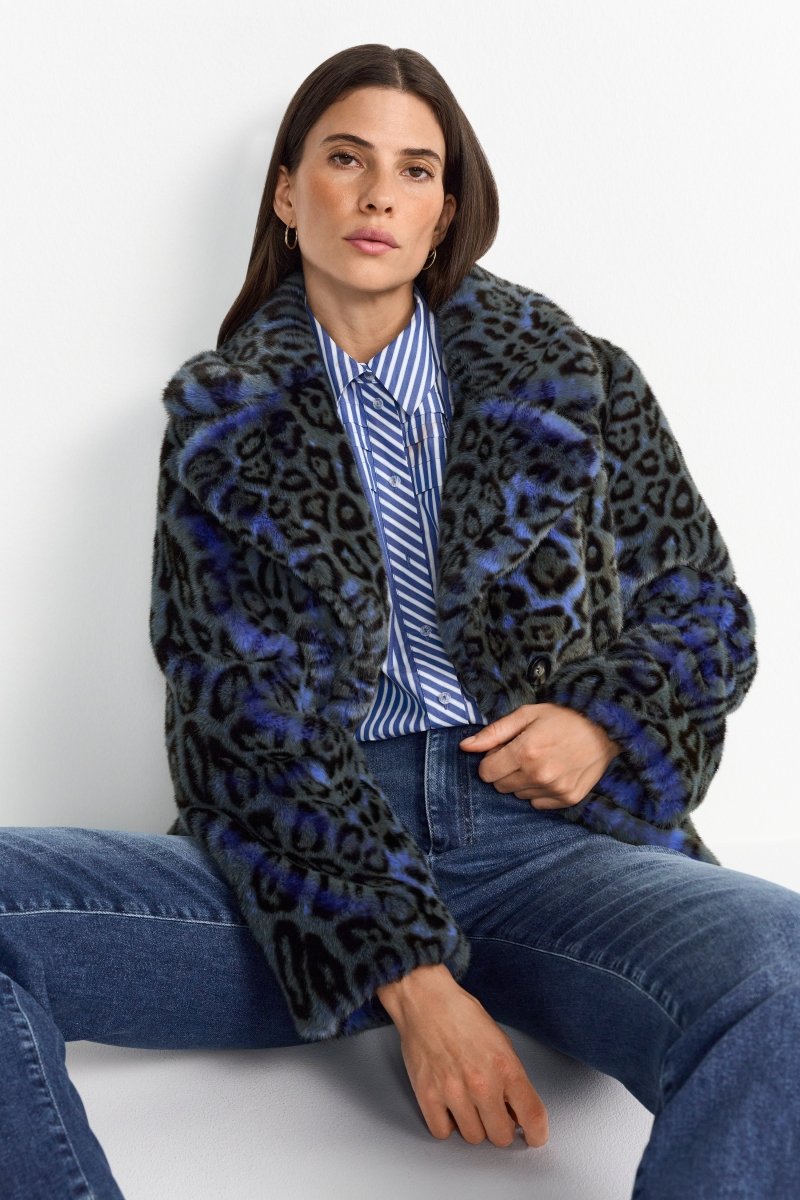 Kurzmantel mit Leopardenmuster-Rich & Royal