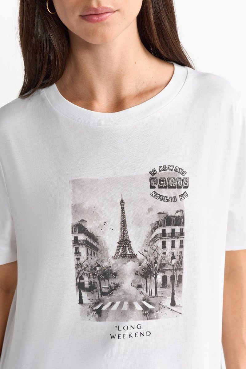 T-Shirt mit strassverziertem Print-Rich & Royal