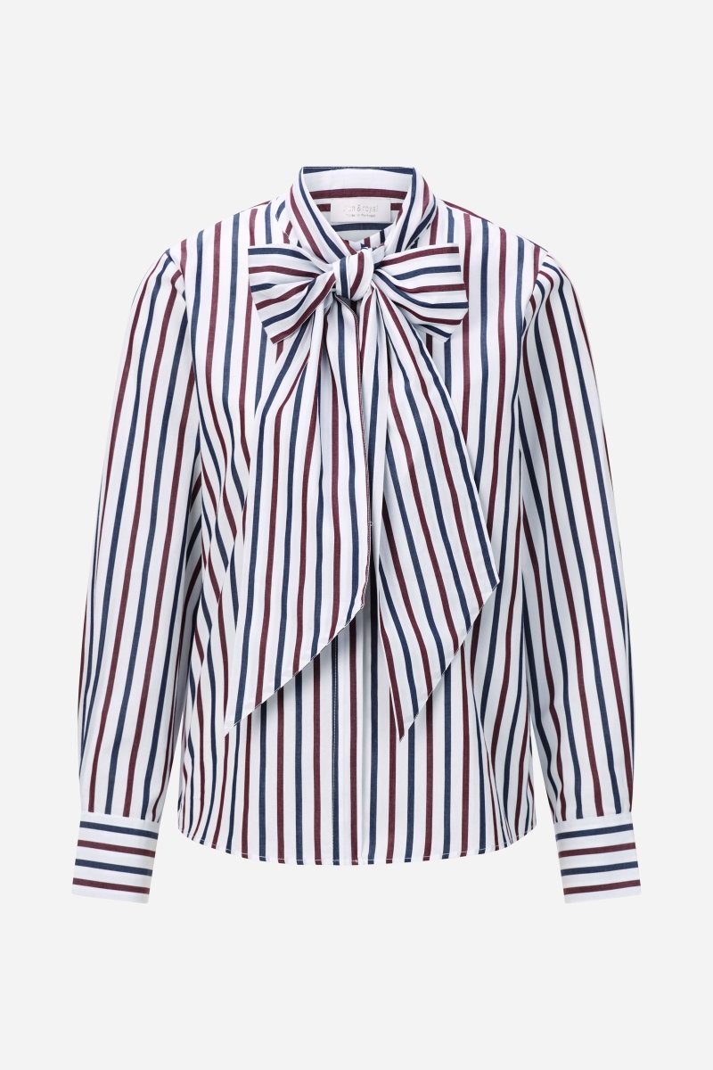 Gestreifte Bluse mit Schleifenkragen-Rich & Royal