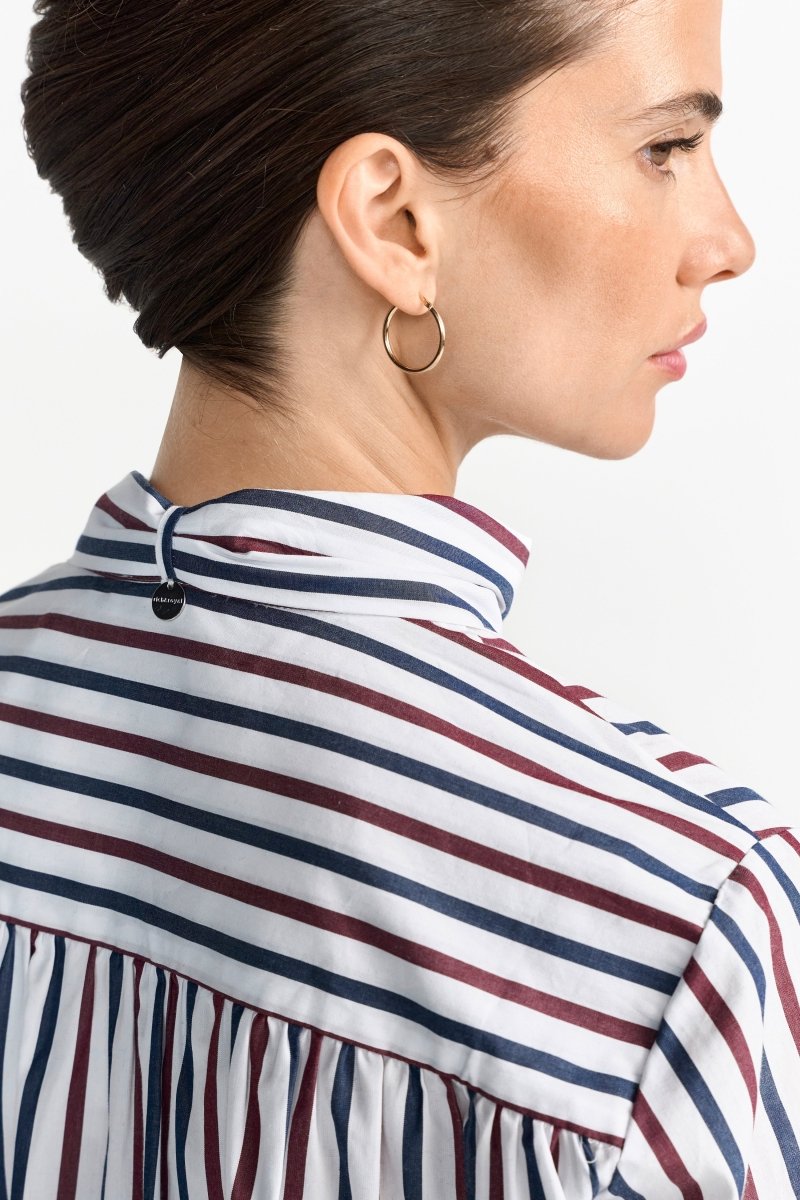 Gestreifte Bluse mit Schleifenkragen-Rich & Royal