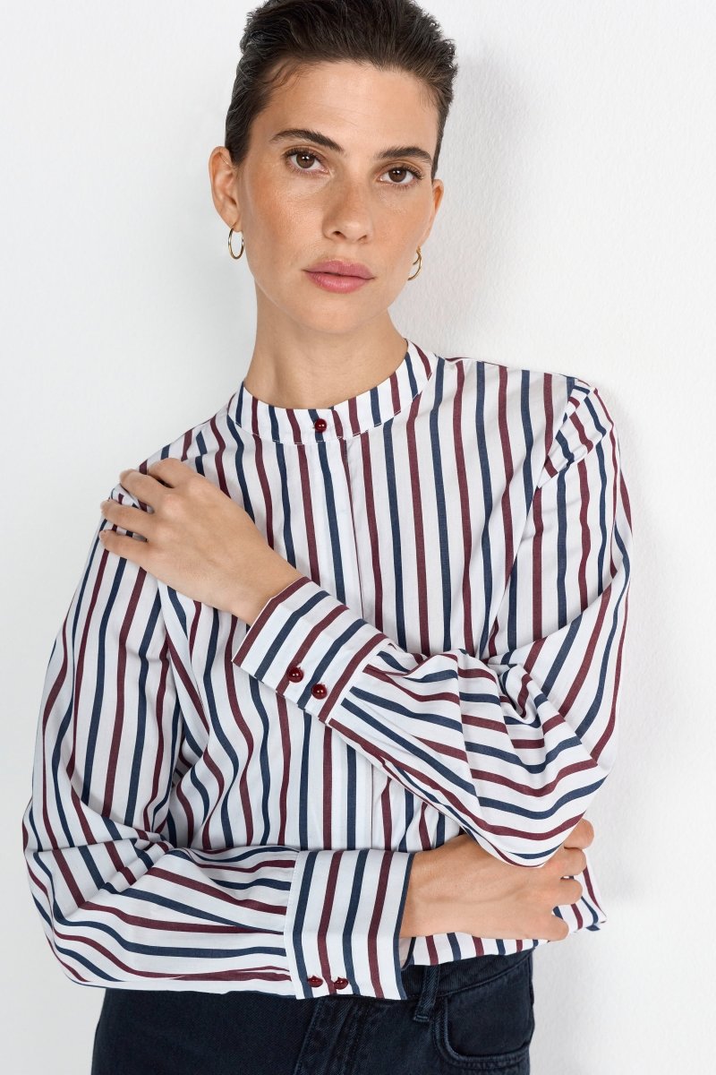 Gestreifte Bluse mit Schleifenkragen-Rich & Royal