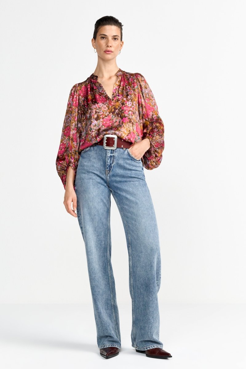 Gemusterte Bluse mit Ballonärmeln-Rich & Royal