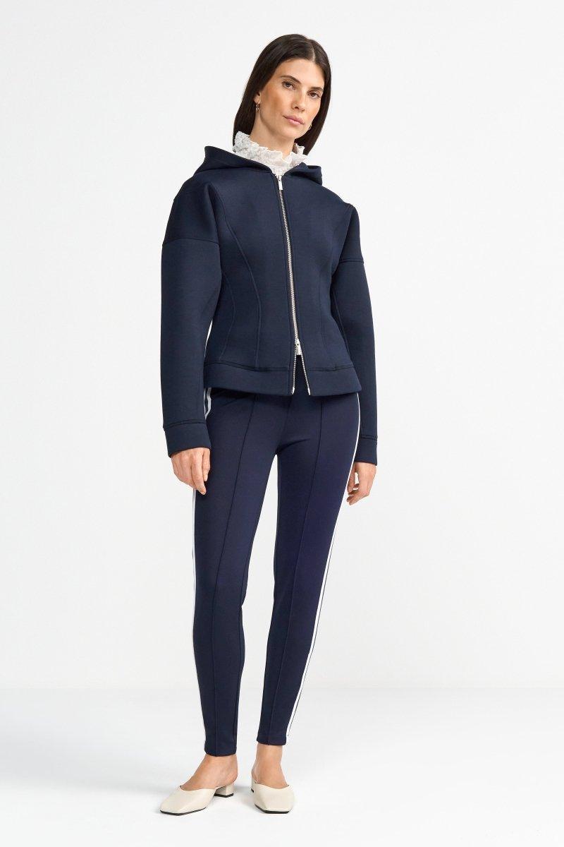 Dunkelblaue Stretchhose mit Seitenstreifen-Rich & Royal