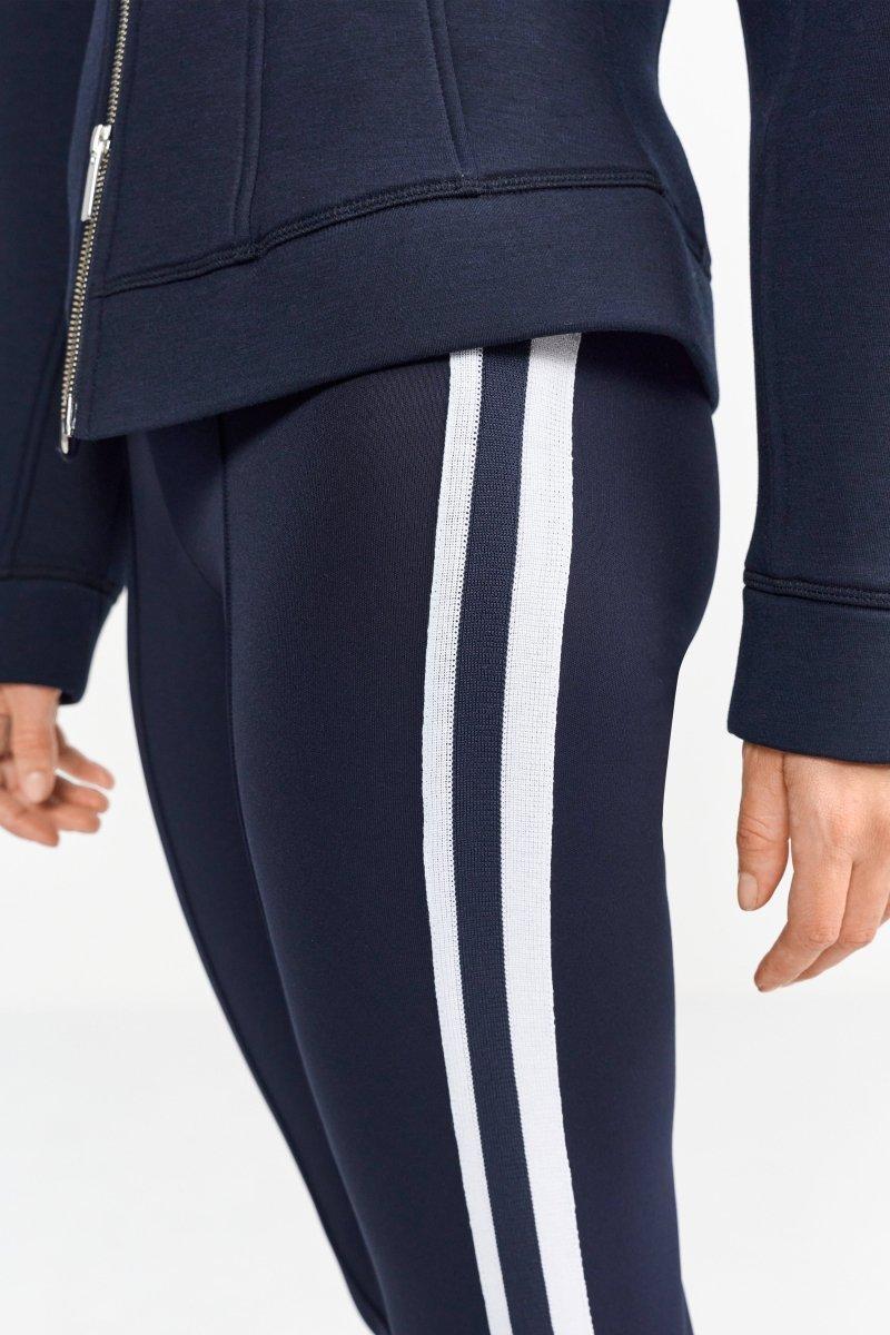 Dunkelblaue Stretchhose mit Seitenstreifen-Rich & Royal