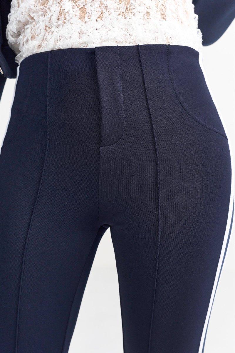 Dunkelblaue Stretchhose mit Seitenstreifen-Rich & Royal