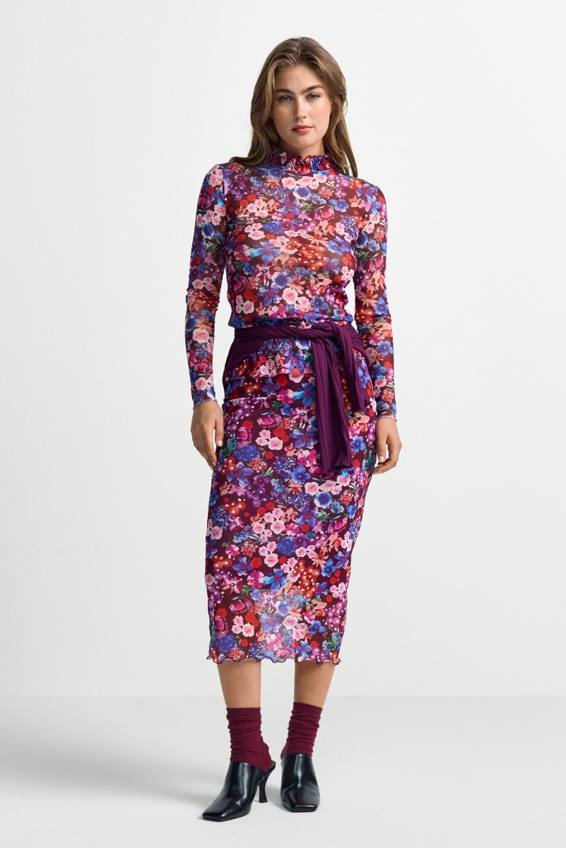 Midirock mit Blumenmuster-Rich & Royal