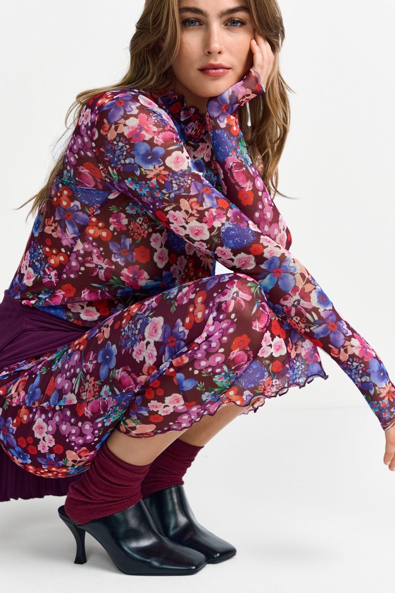 Midirock mit Blumenmuster-Rich & Royal