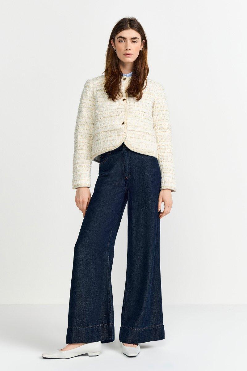 Cremefarbene Bouclé-Jacke-Rich & Royal