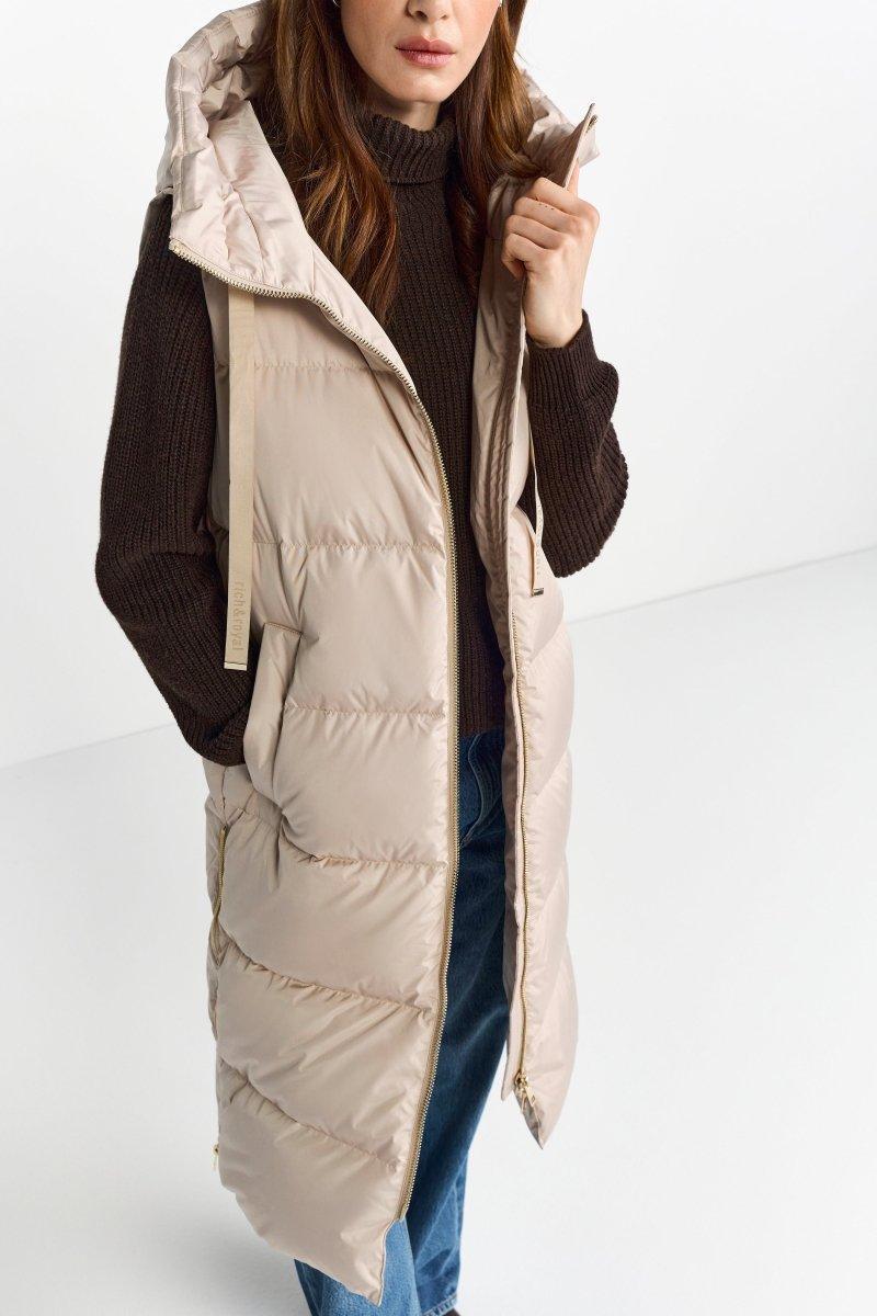 Lange Steppweste mit Kapuze-Rich & Royal