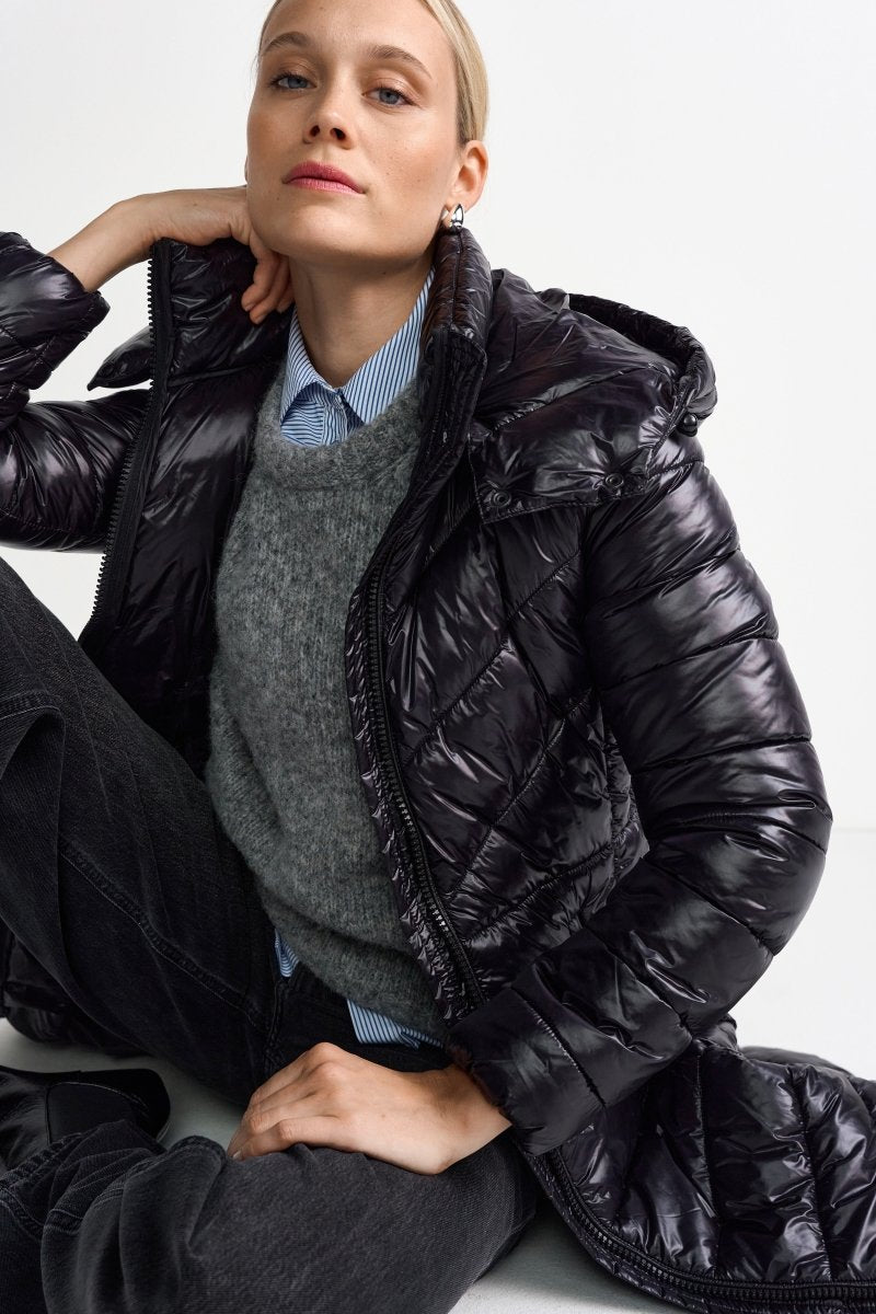 Langer Steppmantel mit Kapuze-Rich & Royal