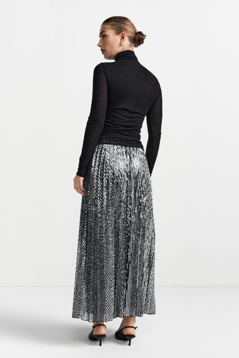 Silberner Pailletten-Midirock-Rich & Royal