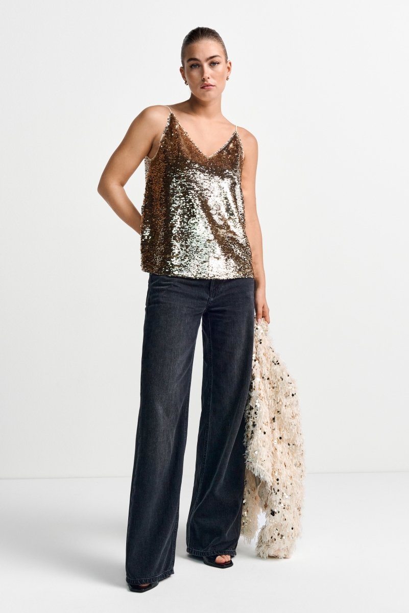 Paillettentop mit Spaghettiträgern-Rich & Royal