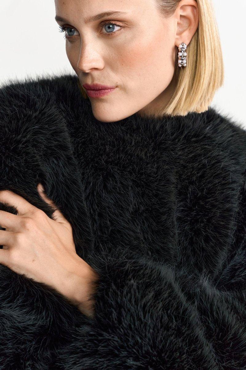 Schwarze Faux-Fur-Jacke-Rich & Royal