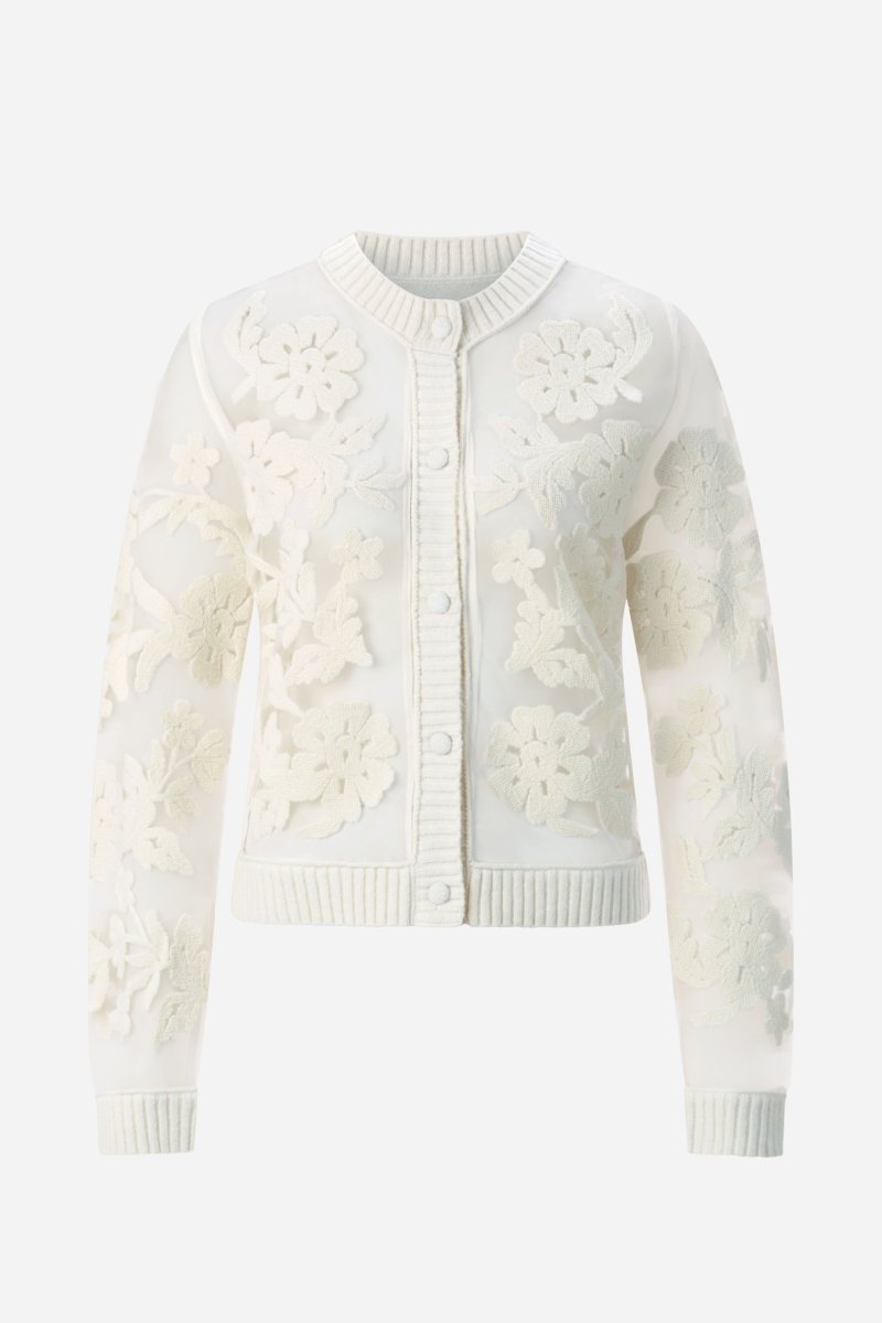 Mesh Cardigan with Embroidery - Look-Rich & Royal