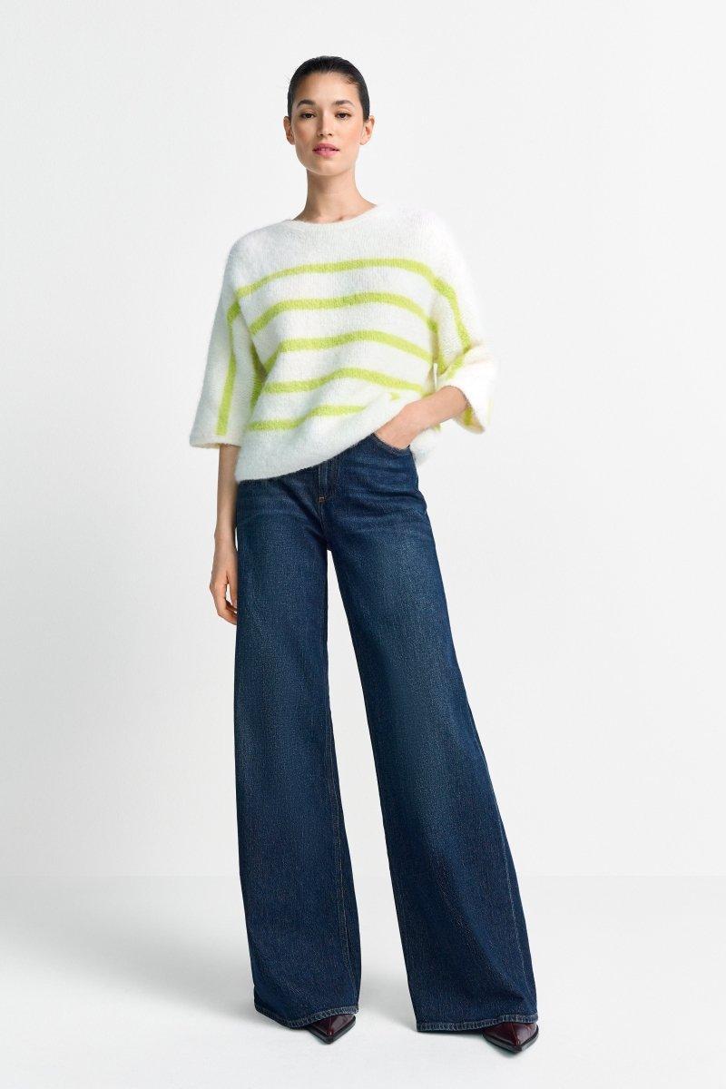 Gestreifter Halbarm-Pullover-Rich & Royal