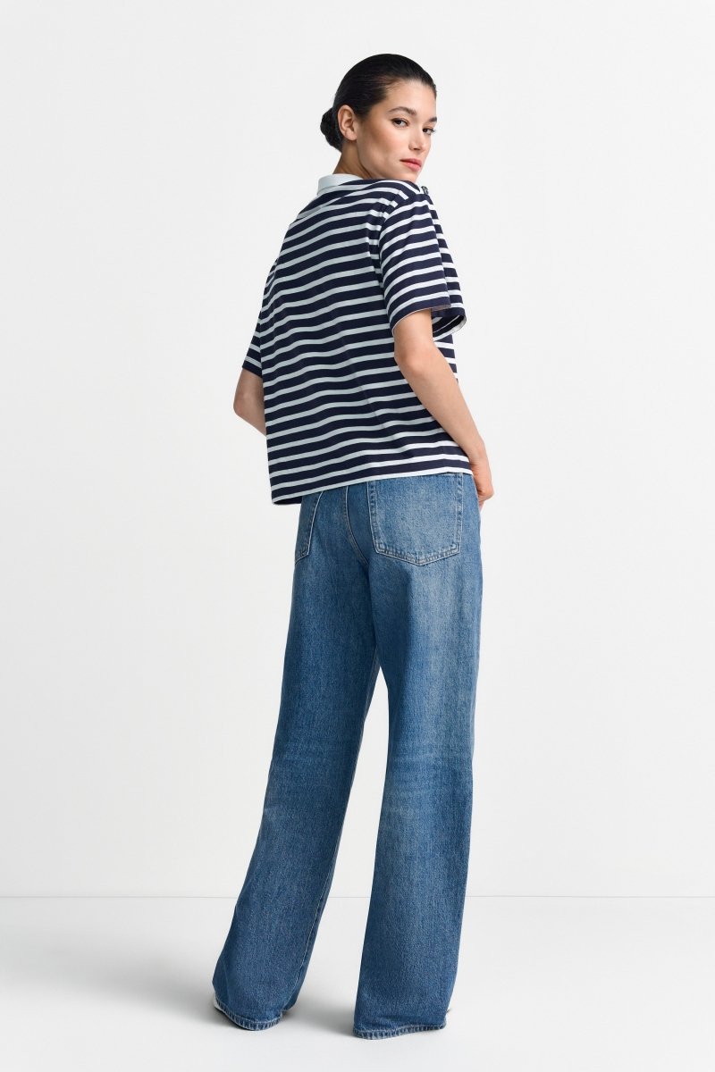 Gestreiftes Poloshirt mit Blüten-Rich & Royal