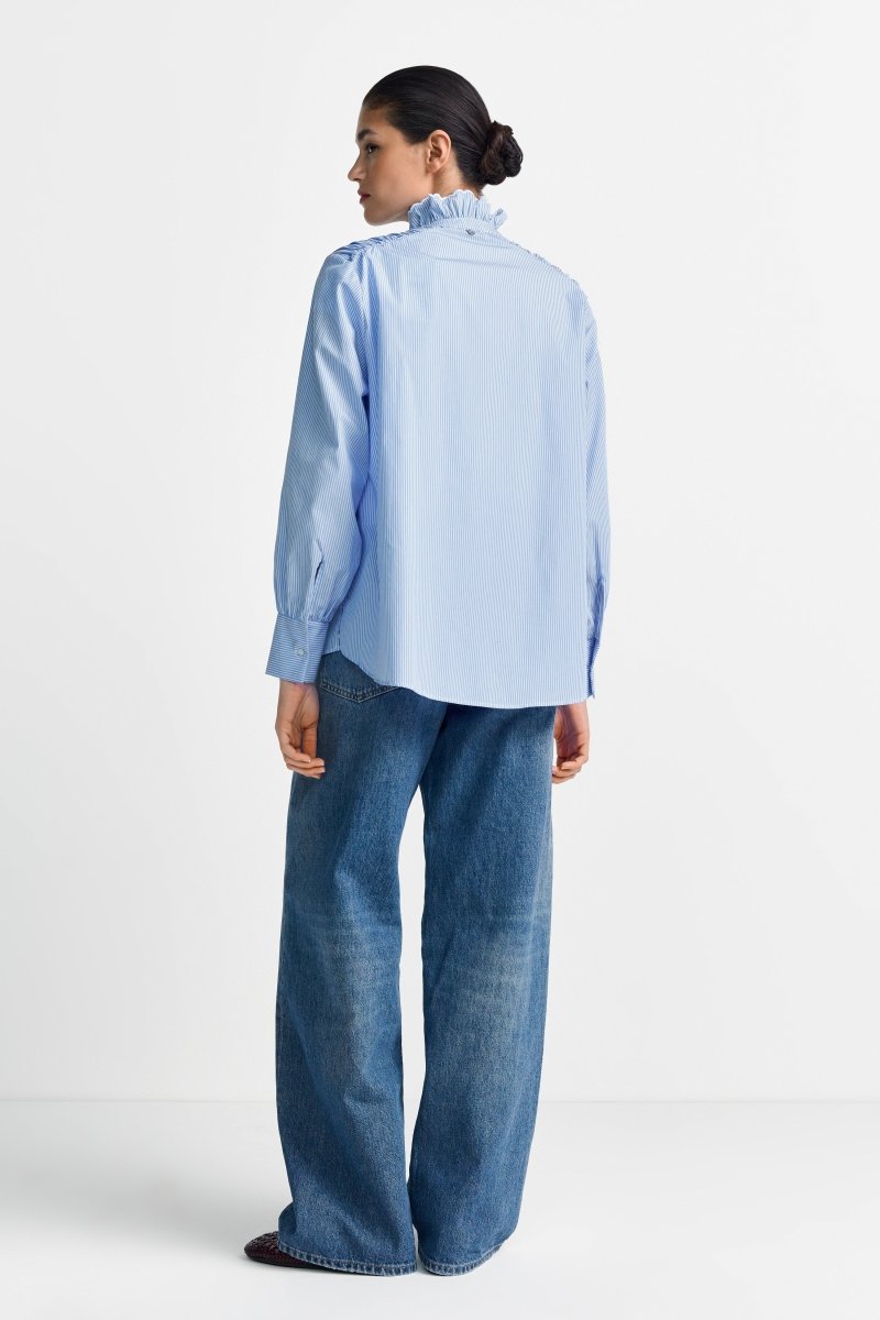 Nadelstreifenbluse mit Rüschenkragen-Rich & Royal