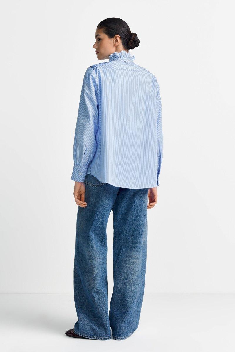 Nadelstreifenbluse mit Rüschenkragen-Rich & Royal