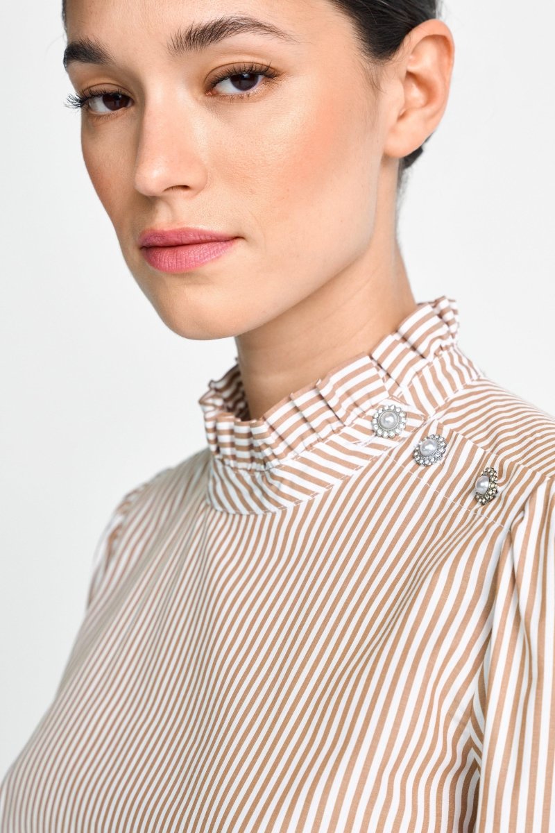 Gestreifte Bluse mit Rüschenkragen-Rich & Royal