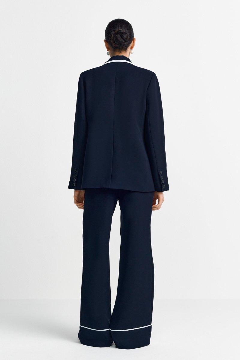 Marineblauer Blazer mit Kontrastpaspel-Rich & Royal