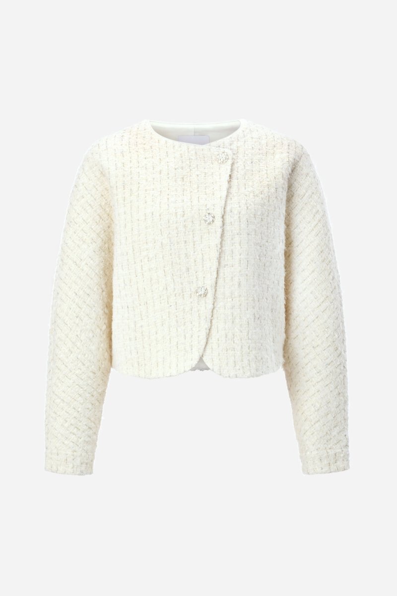 Kurze Bouclé-Jacke in Cremeweiß-Rich & Royal