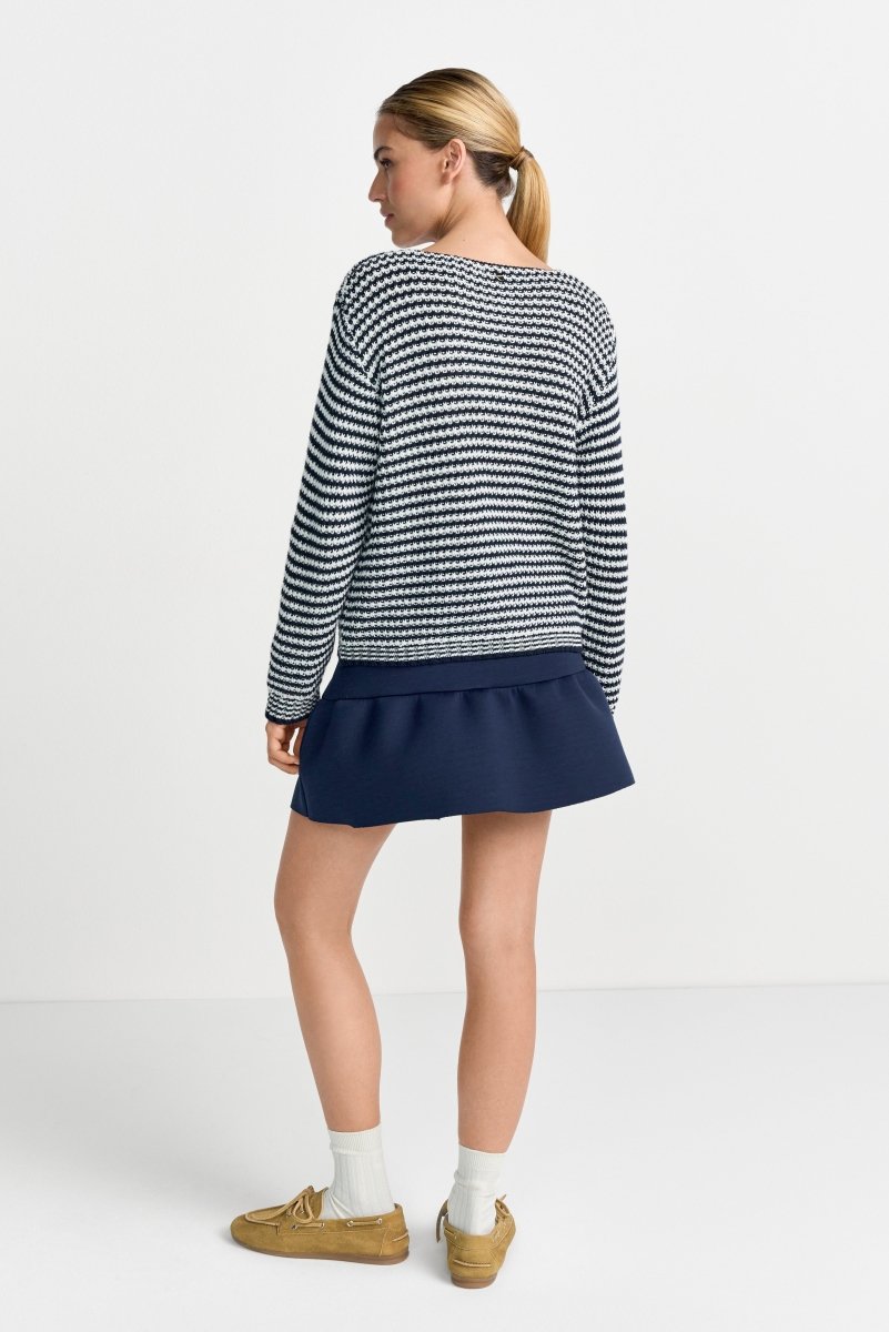 Gestreifter Strickpullover aus Baumwollmix-Rich & Royal