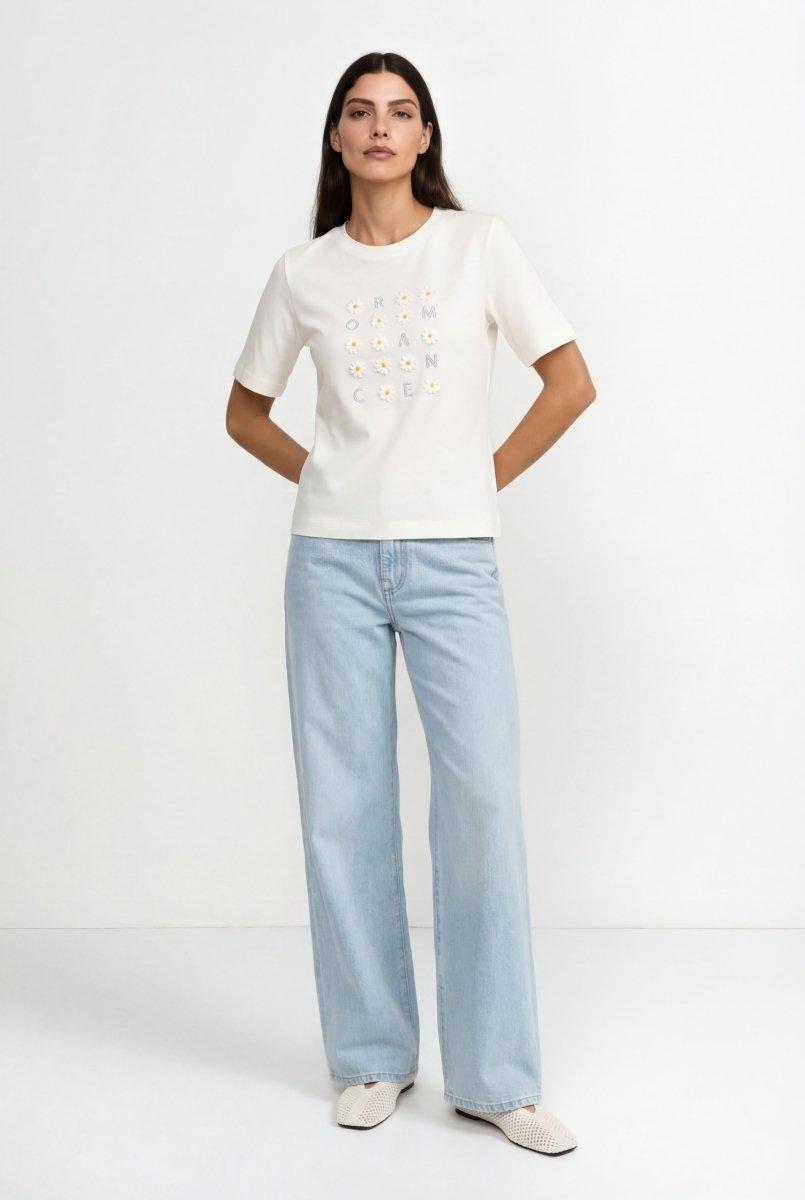 T-Shirt mit Blütenapplikation-Rich & Royal