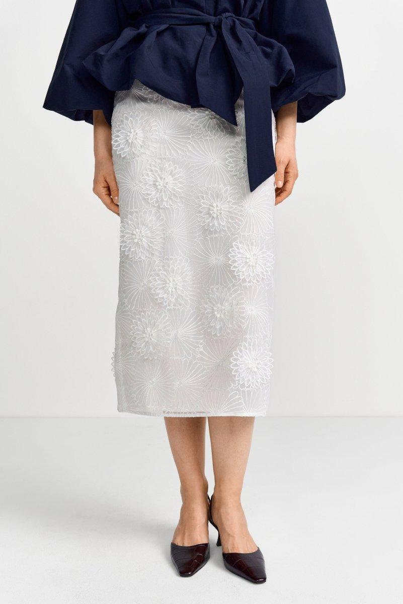 Bleistiftrock mit 3D-Blüten-Rich & Royal