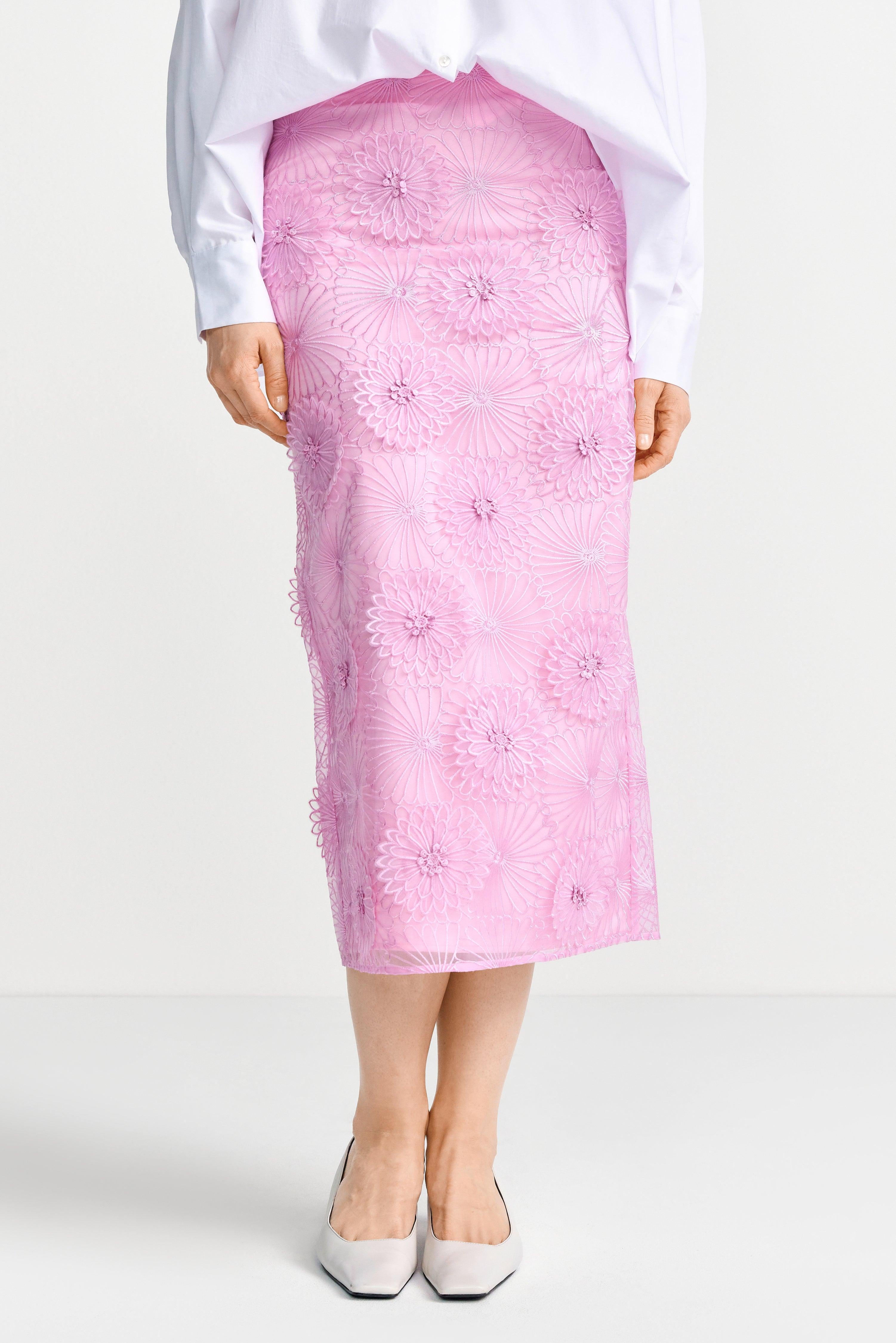 Bleistiftrock mit 3D-Blüten-Rich & Royal