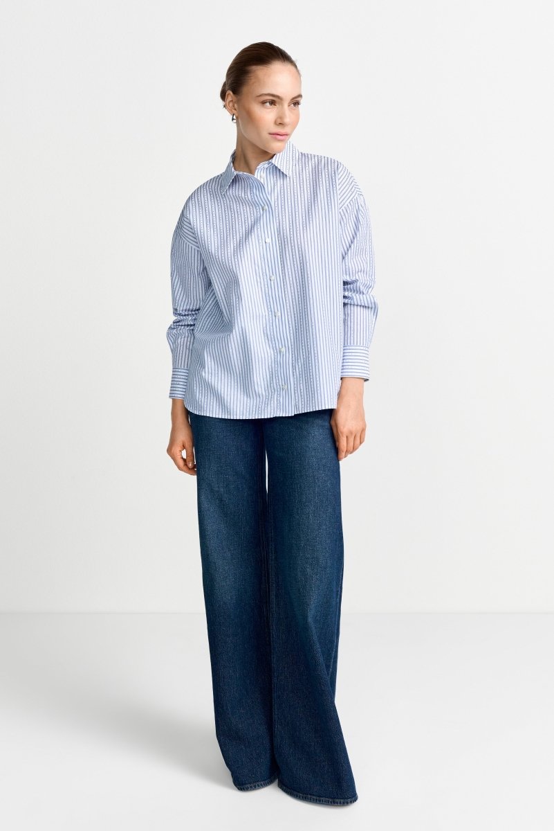 Gestreifte Hemdbluse mit Strass-Rich & Royal