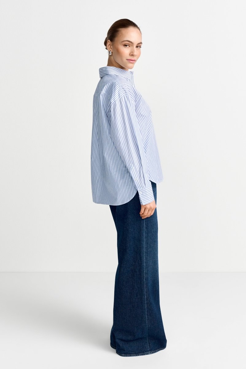 Gestreifte Hemdbluse mit Strass-Rich & Royal