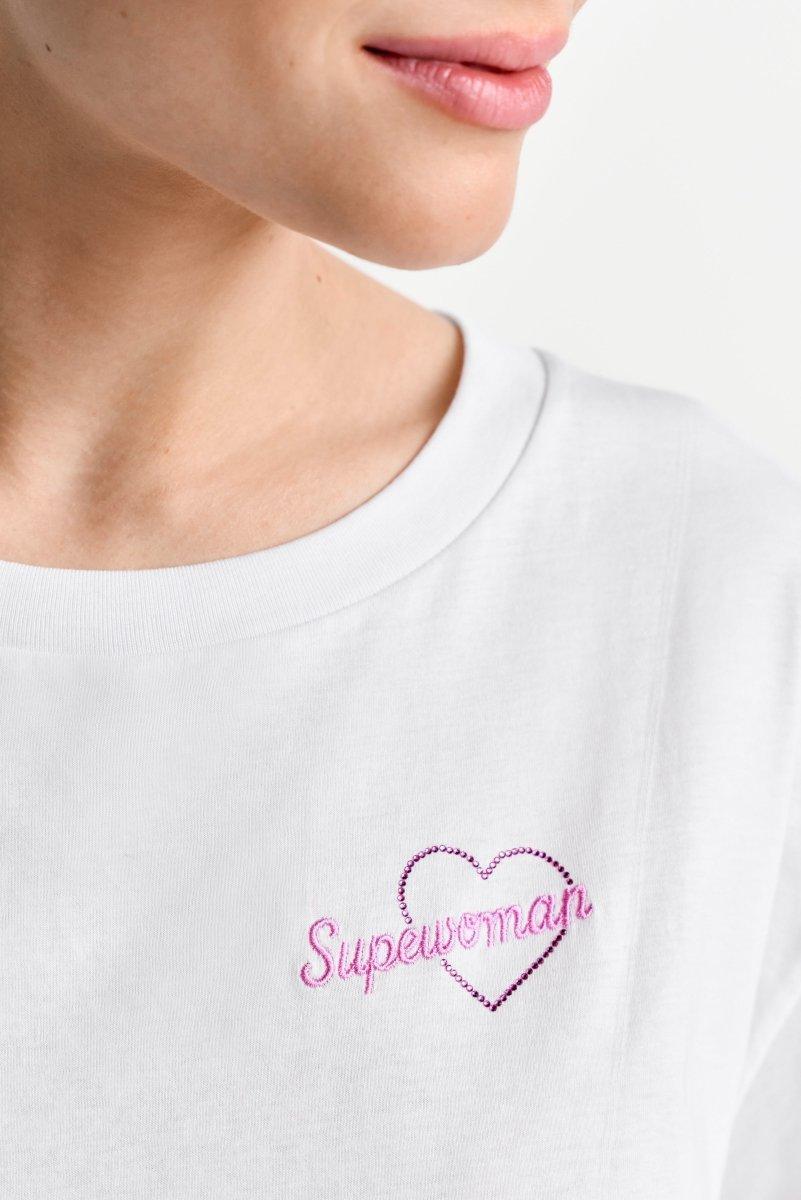 Weißes T-Shirt mit Stickerei-Rich & Royal