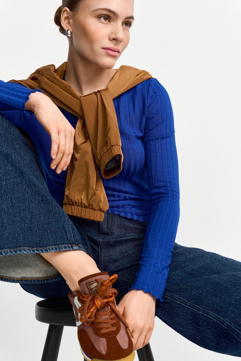 Longsleeve mit Rippstruktur-Rich & Royal