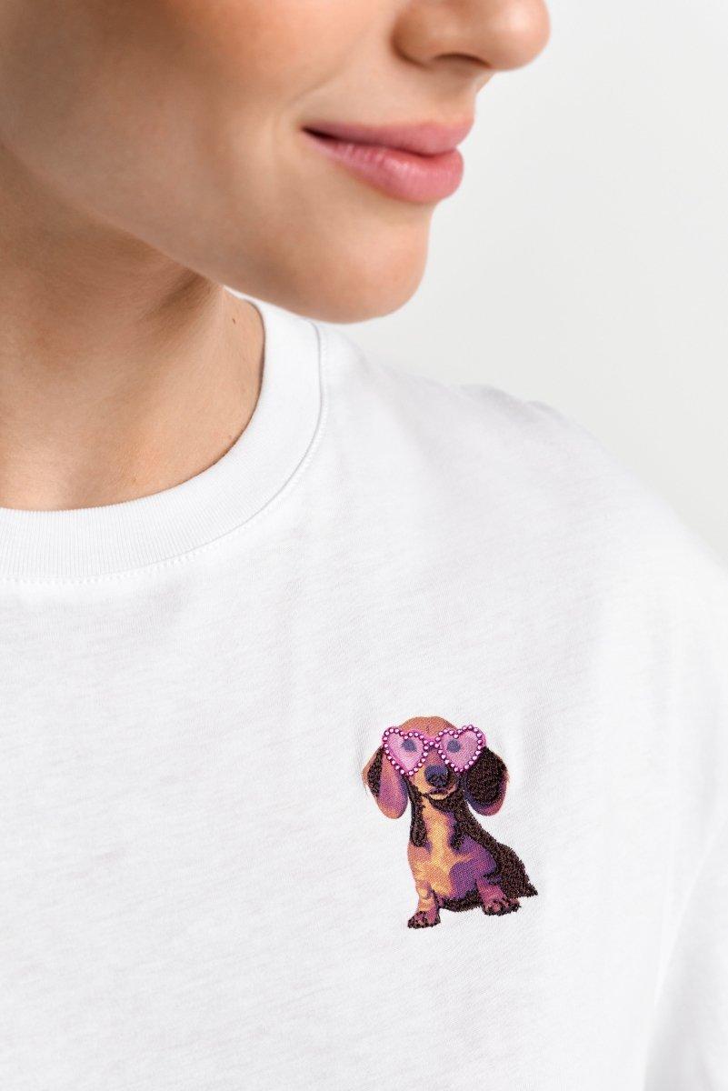 Weißes T-Shirt mit Strassdetails-Rich & Royal