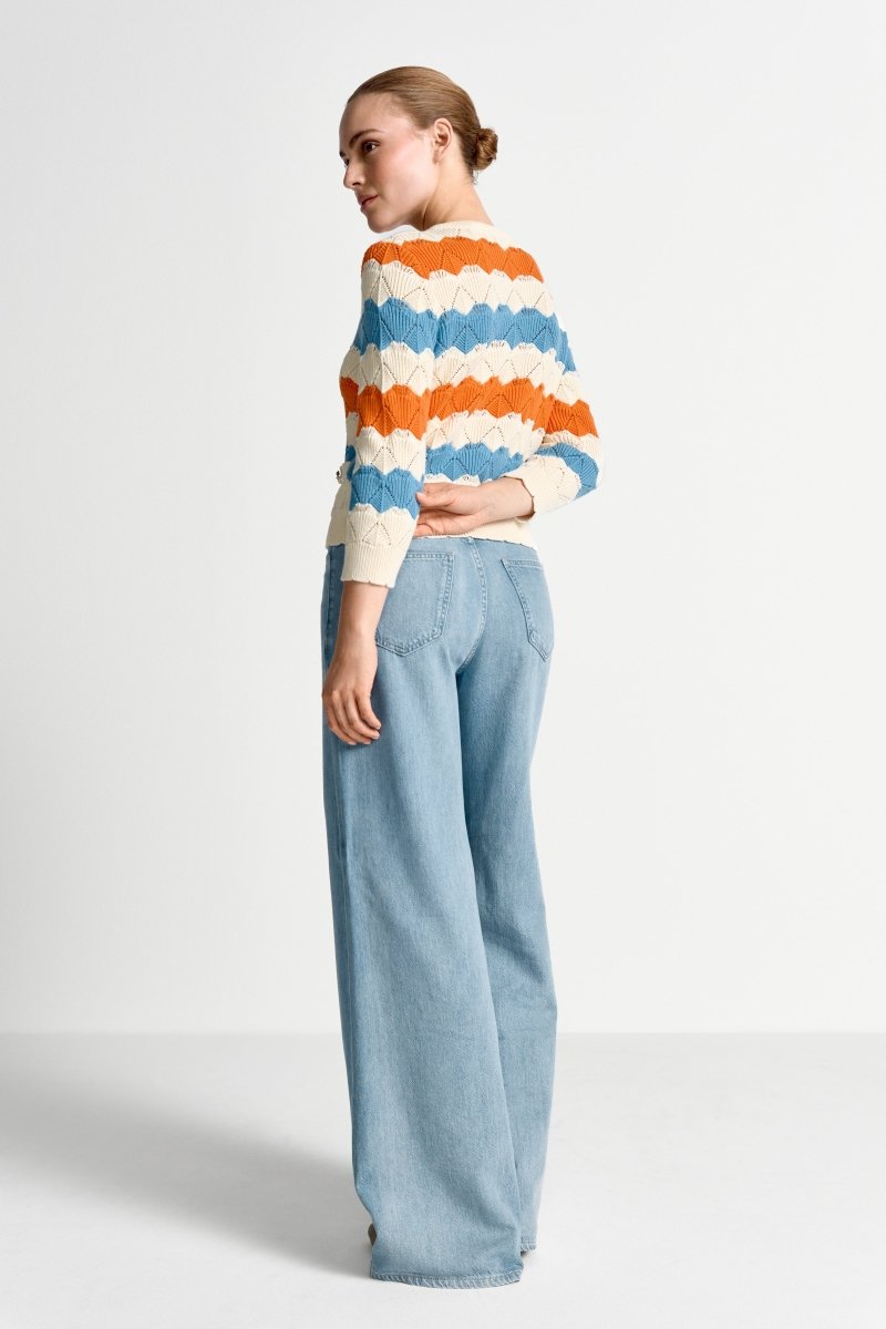 Bunter Ajourstrick-Cardigan-Rich & Royal