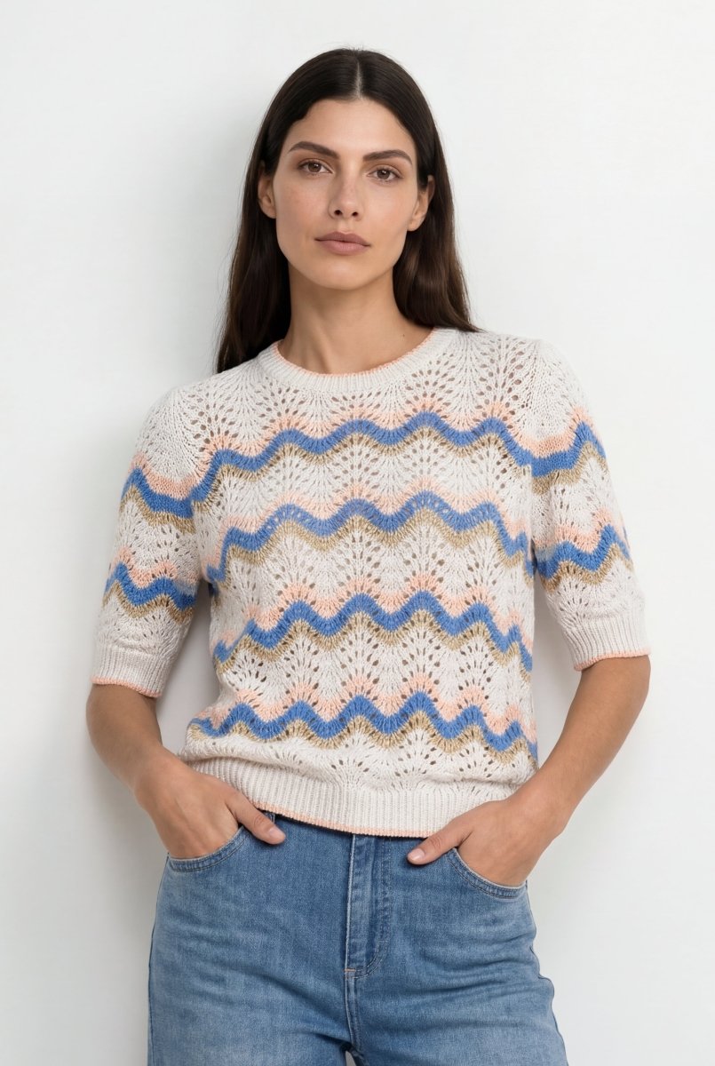 Ajourstrick-Shirt mit Zickzack-Muster-Rich & Royal