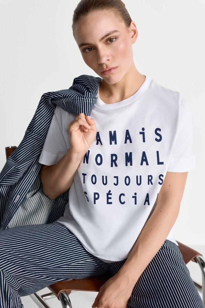 Weißes T-Shirt mit Slogan-Rich & Royal