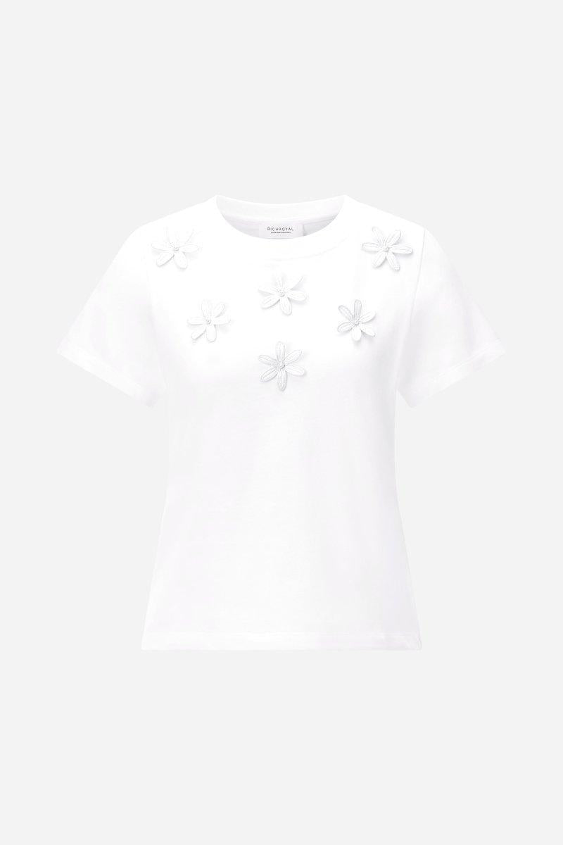 Weißes 3D-Blüten T-Shirt-Rich & Royal