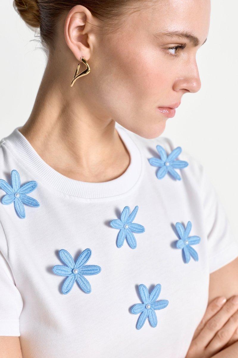 T-Shirt mit Blumenstickerei-Rich & Royal