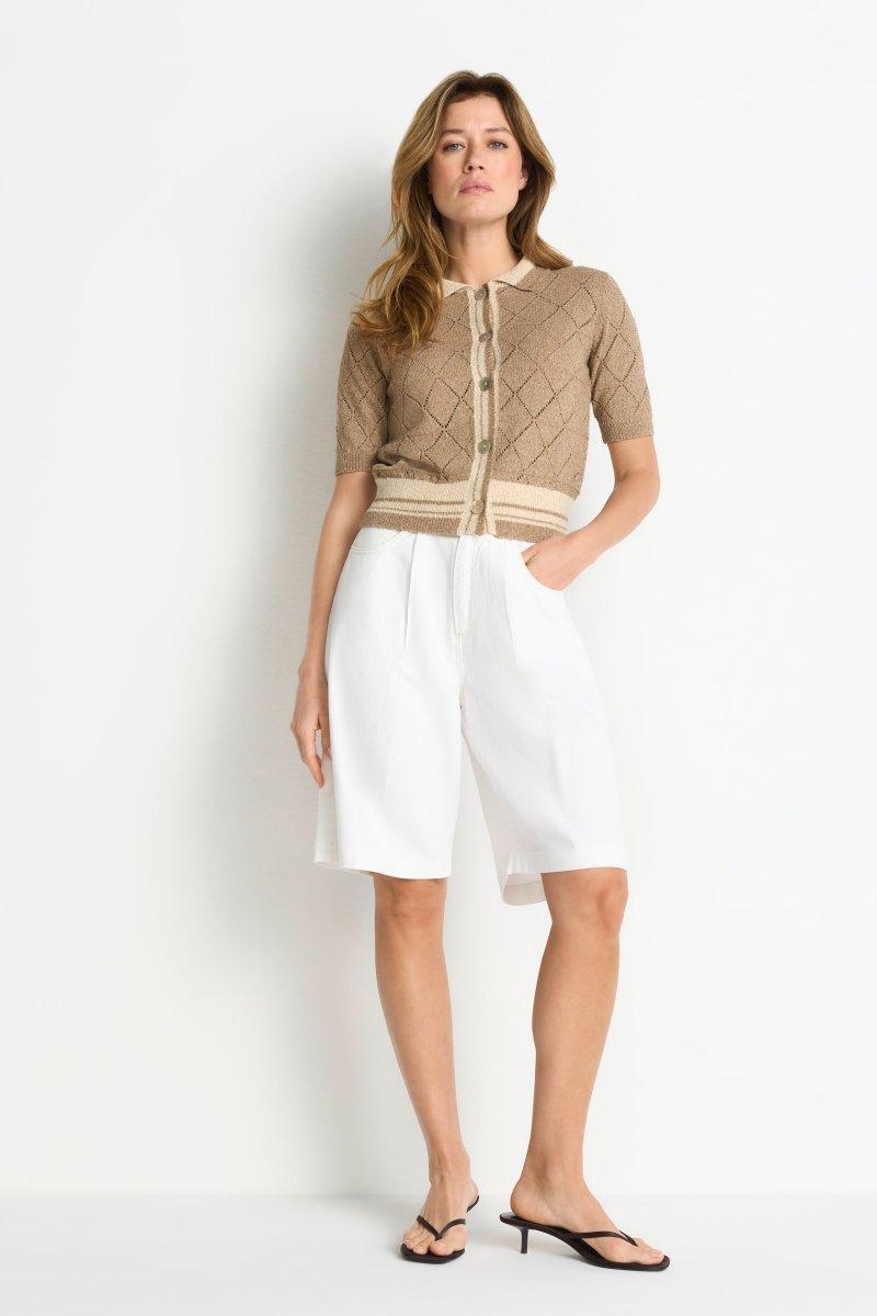 Ajour-Cardigan mit Polokragen-Rich & Royal