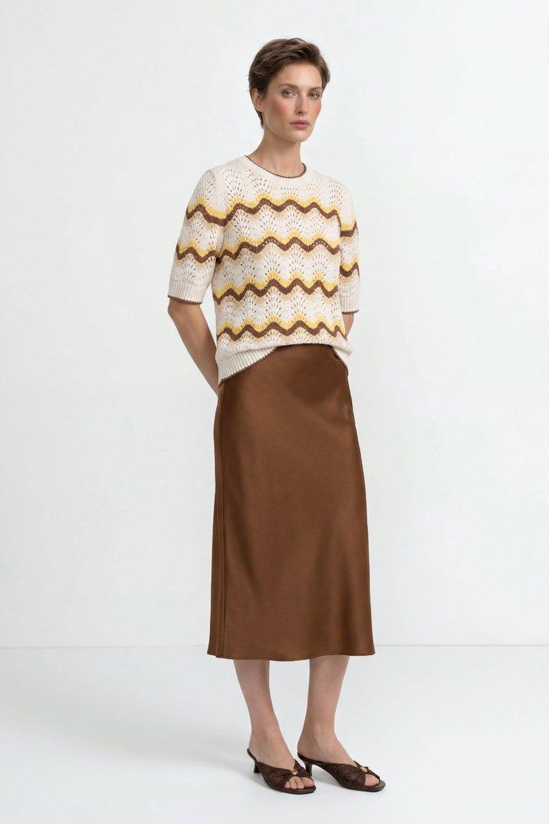 Kurzarm-Pullover mit Wellenmuster-Rich & Royal