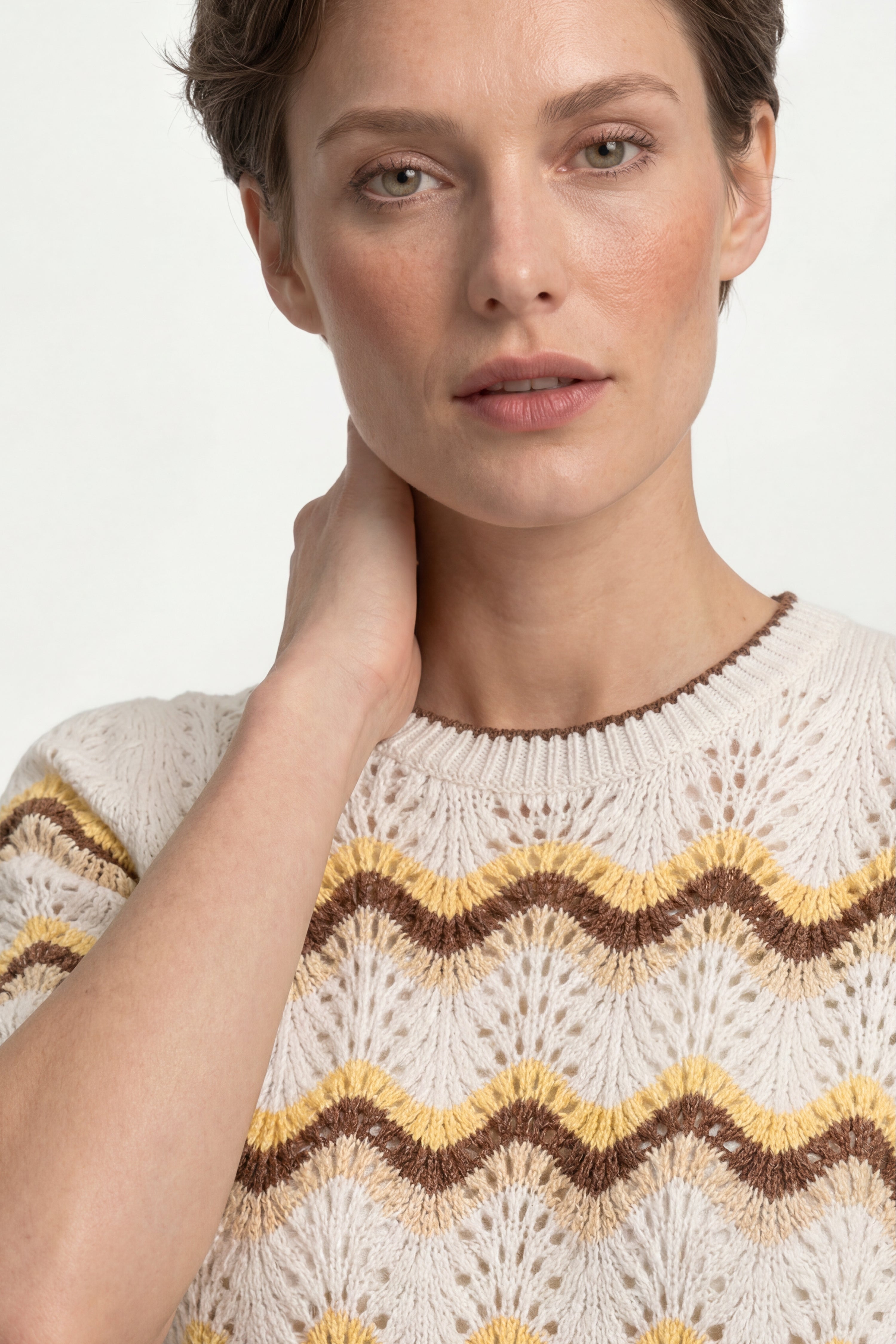 Kurzarm-Pullover mit Wellenmuster-Rich & Royal