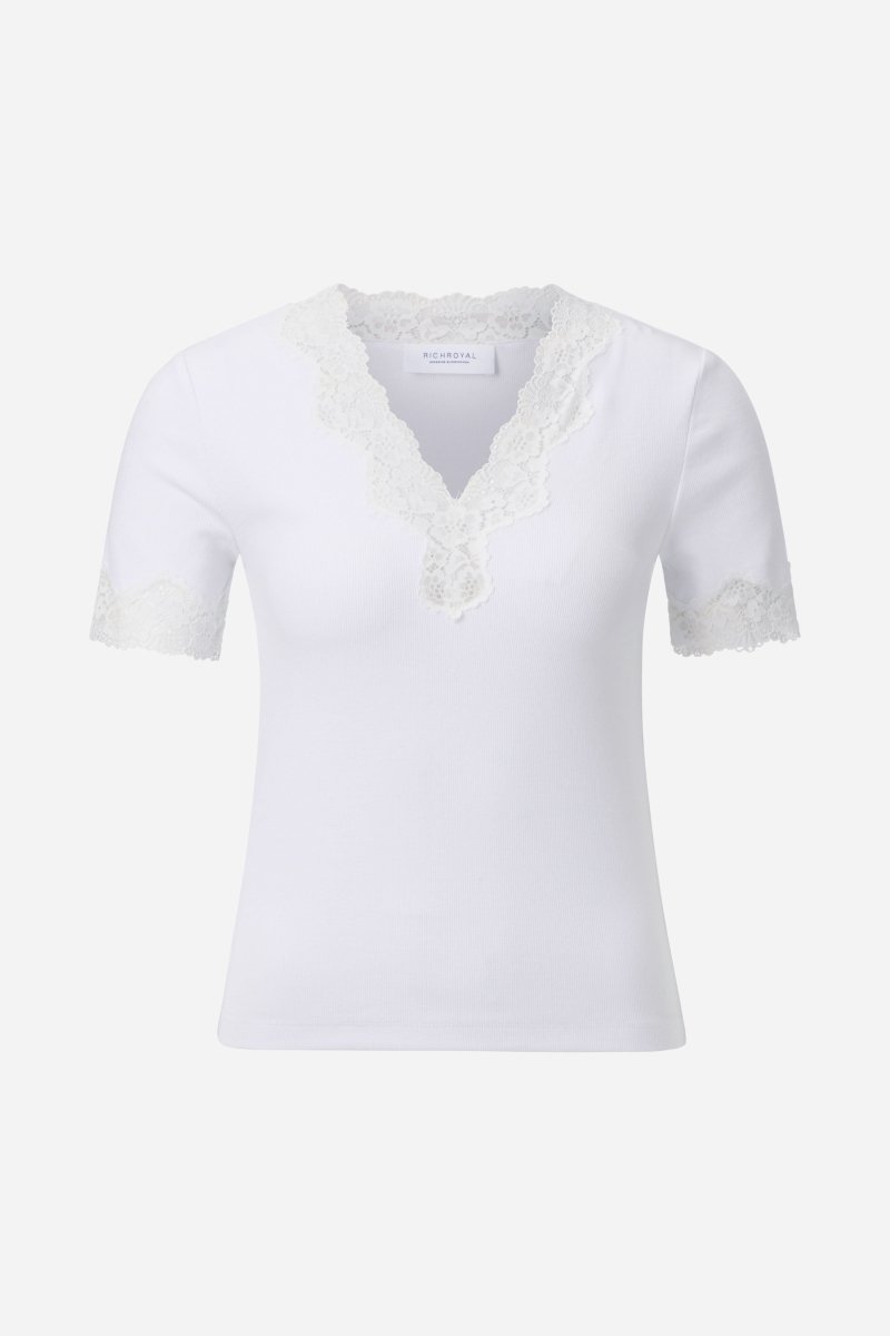 Figurbetontes Rippshirt mit Spitze-Rich & Royal