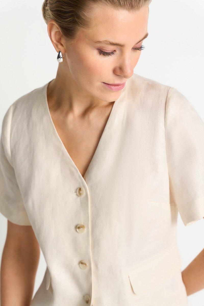 Kurzarm-Blazer aus Leinen-Rich & Royal